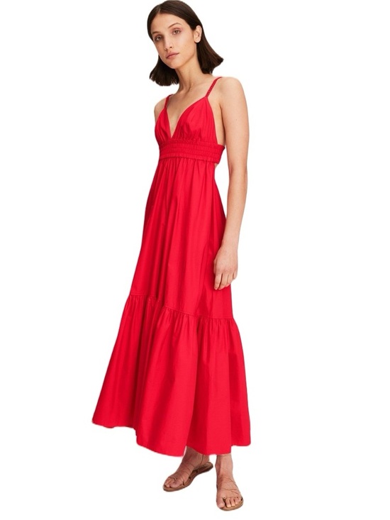 A.L.C. Dresses & Skirts - A.L.C. Rhodes Red Cotton Poplin Maxi Dress size 4 Long Sundress